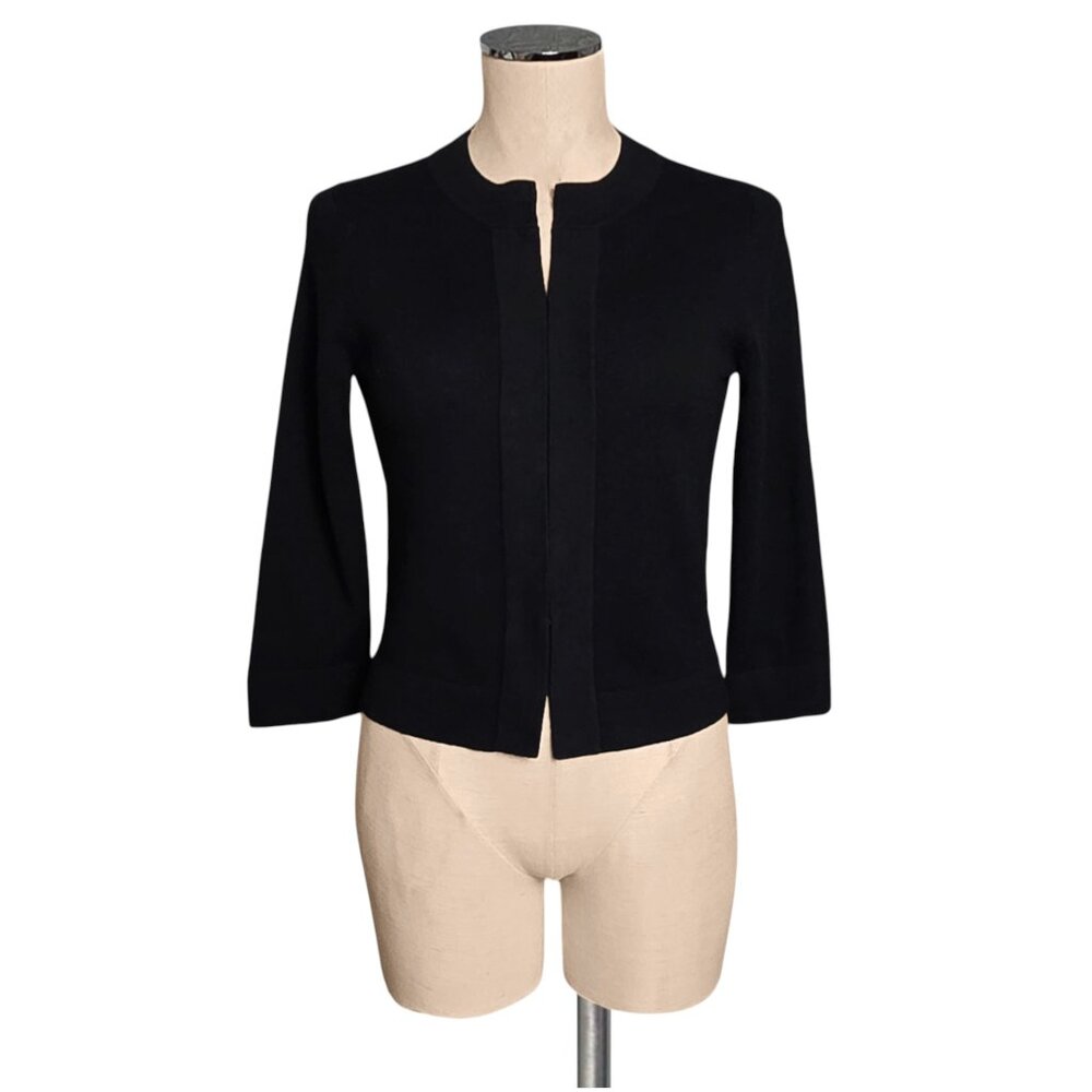 BANANA REPUBLIC Black Fishhook Closure Vintage Wool Blend Y2K Cardigan Sweater S